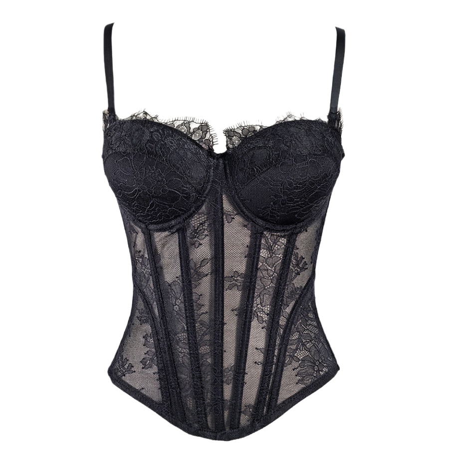 Womens Lace Corset Bustier Ladies Trendy Tightened Fishbone Bra Tops Vest